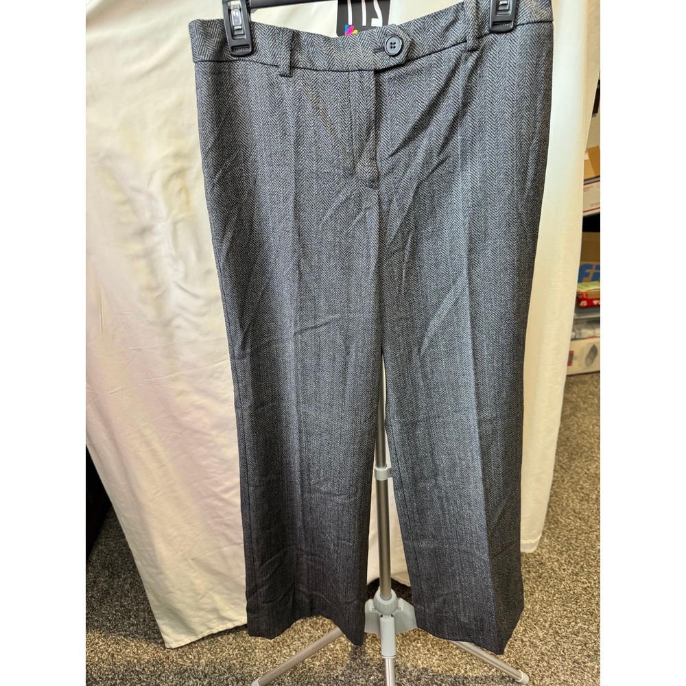 277 Jones New York Signature Petite Gray Herringbone Wool Blend Stretch Pants 8P